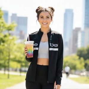 Bebe black athletic workout jacket L